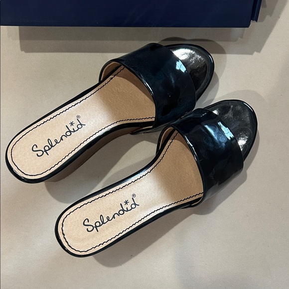 Splendid Black patentWedge Sandals - Picture 3 of 8